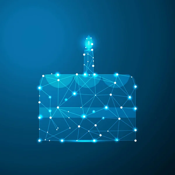 Düşük Poli kek vektör çizim. Çizgiler, noktalar ve dekoratif öğeler çokgen birhday kek simgesiyle