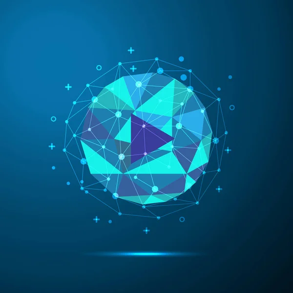 Video düşük Poli sembolü çizgiler ve noktalar, teknoloji simgesi ile oynamak