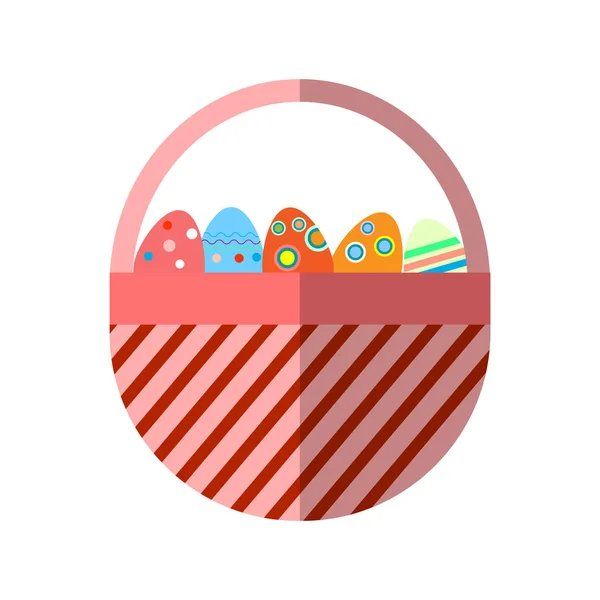 Basket with Easter eggs isolated on white background — Stock Vector