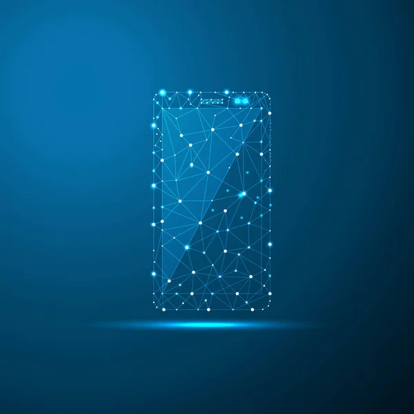 Smartphone düşük Poli illüstrasyon, çokgen alanı düşük Poli noktalar ve çizgiler bağlanma. Bağlantı yapısı