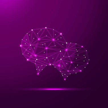 Soyut sohbet noktalar, çizgiler ve şekiller gezegenler, yıldızlar ve evrenin şeklinde oluşan iletileri bir yıldızlı gökyüzü veya alan, şeklinde. Vektör iş