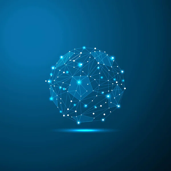 Futbol topu. Düşük Poli tel kafes kafes noktaları ve yıldız