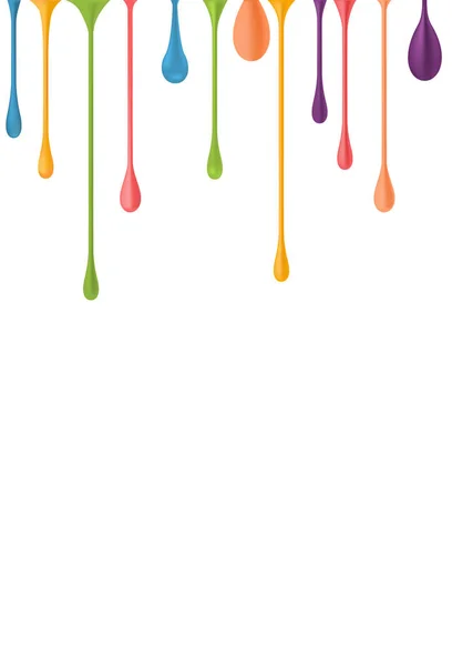 Different colorful drops.  3d illustration. paint falling drips . nail polish drops downfall. rainbow oil paint glossy drops isolated. multicolor nail varnish drips. paint droplet. — Stock Photo, Image