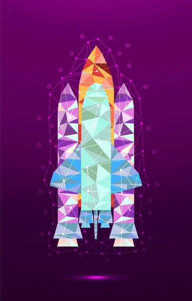 Noktalar, çizgiler ve şekiller gezegenler, yıldızlar ve evrenin şeklinde oluşan düşük Poli Servisi. Evren kavramı. Poligon simgesi