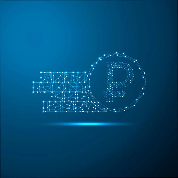 Noktalar, çizgiler ve gezegenler, yıldızlar ve evren şeklinde şekillerden oluşan düşük polimerli bir para..