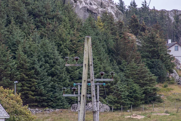 Poste Línea Eléctrica Noruega — Foto de Stock