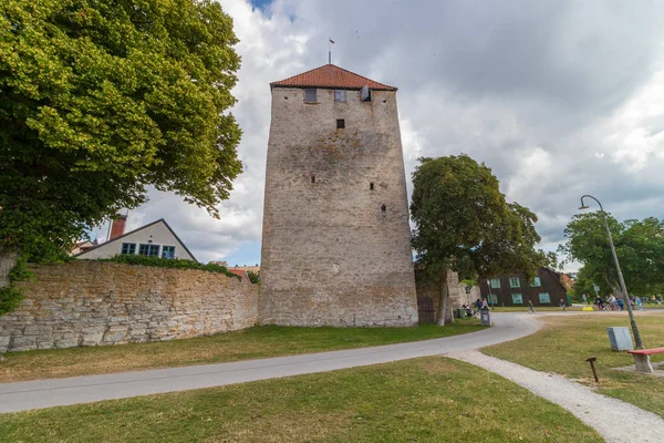 Uma Das Torres Muralha Cidade Visby Ilha Gotland Suécia Muralha — Fotografia de Stock