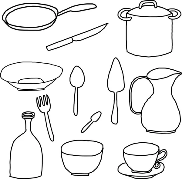 Tableware for lunch — Stock Vector