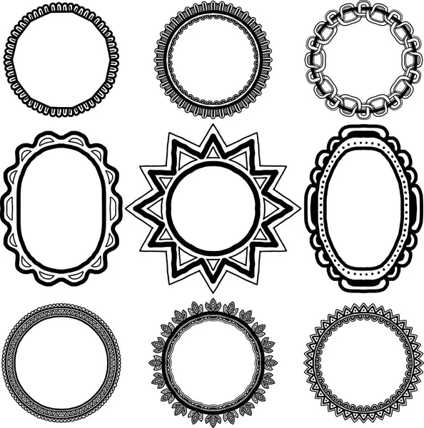 Set van ronde fra doodlesmes — Stockvector