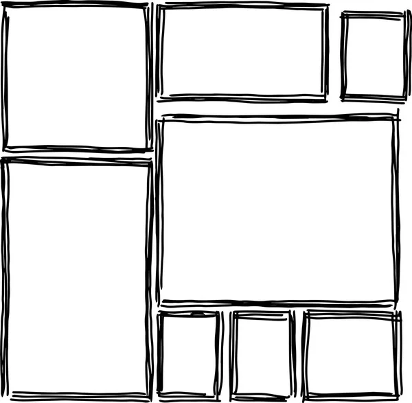Reihe von rechteckigen Rahmen Doodles — Stockvektor