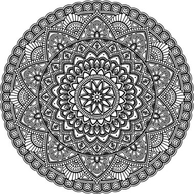 Mandala desen büyük siyah ve beyaz