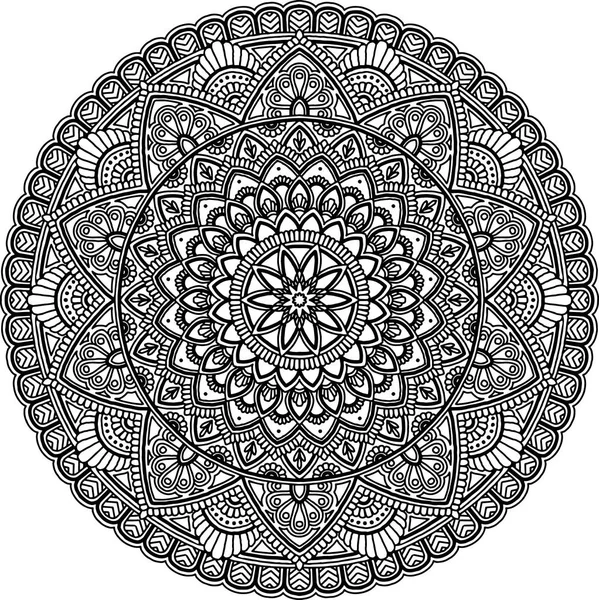 Mandala patroon large zwart en wit — Stockvector