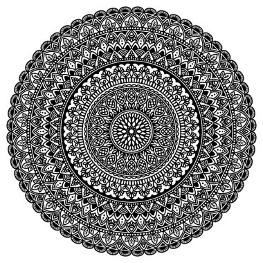 Mandala desen büyük siyah ve beyaz