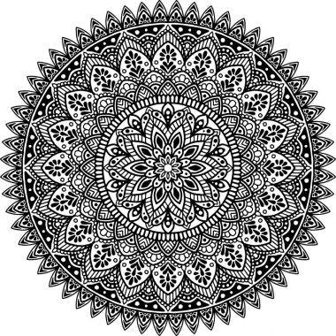Mandala desen siyah ve beyaz