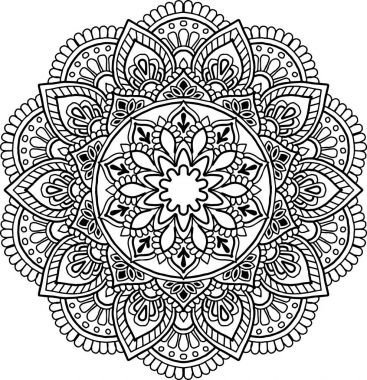Siyah beyaz boyama için şekil mandala