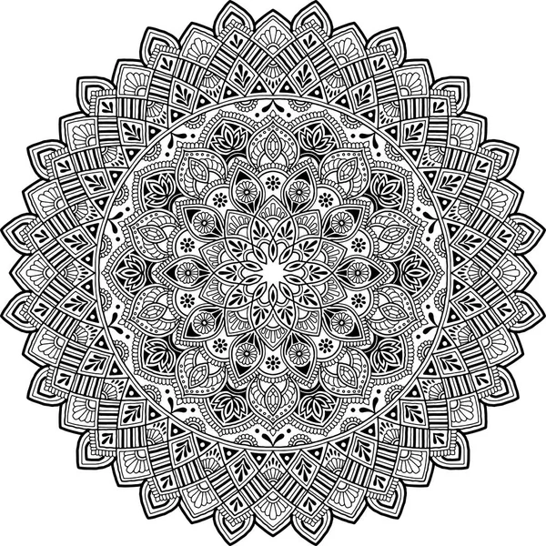 Mandala pattern large black and white — Stock Vector