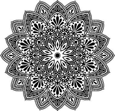 Mandala desen siyah ve beyaz