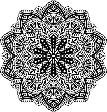 Mandala desen siyah ve beyaz