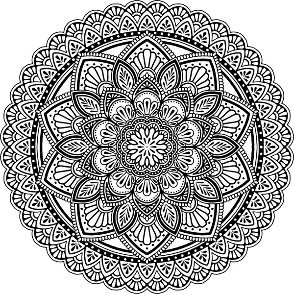 Mandala-Muster schwarz und weiß — Stockvektor
