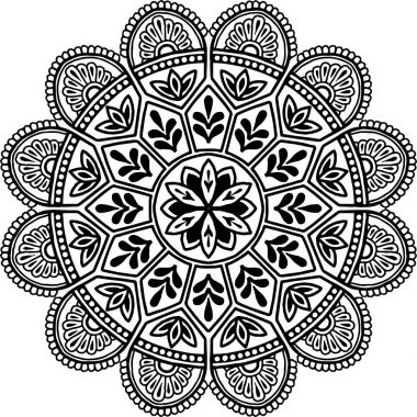 Mandala desen siyah ve beyaz
