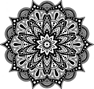Mandala desen siyah ve beyaz