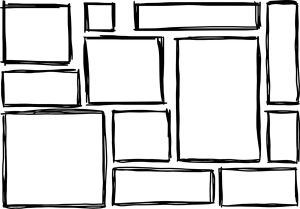组的矩形框架涂鸦 — 图库矢量图片