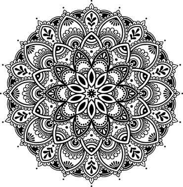 Mandala desen büyük siyah ve beyaz