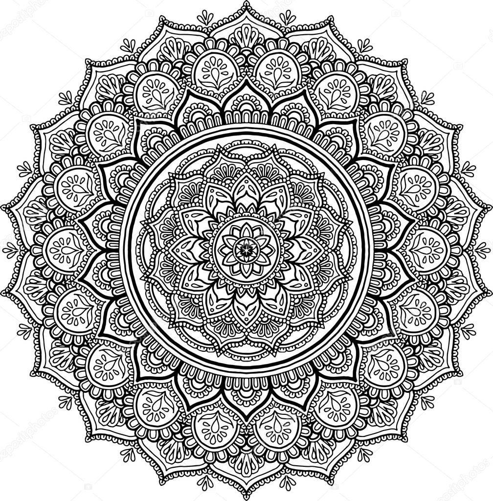 Abbildung Mandala groß für Färbung — Stockvektor