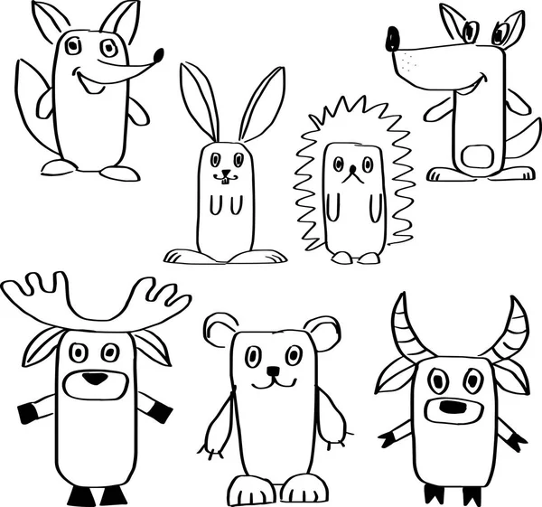 Zeichnung von Waldtieren — Stockvektor