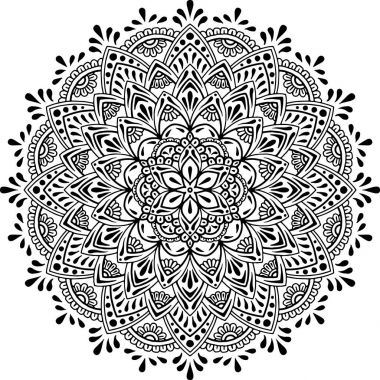 Mandala desen siyah ve