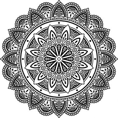 Mandala desen siyah ve beyaz