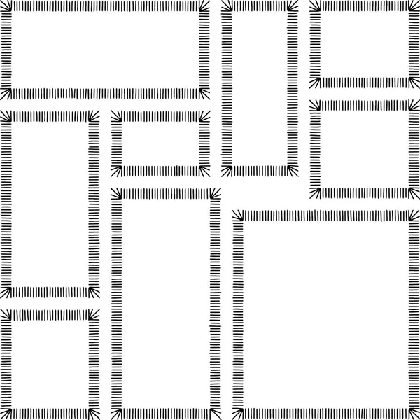 Set rechthoekige frames doodles zwart — Stockvector