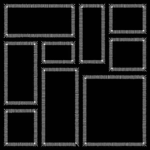 Σύνολο ορθογώνια πλαίσια doodles λευκό — Διανυσματικό Αρχείο