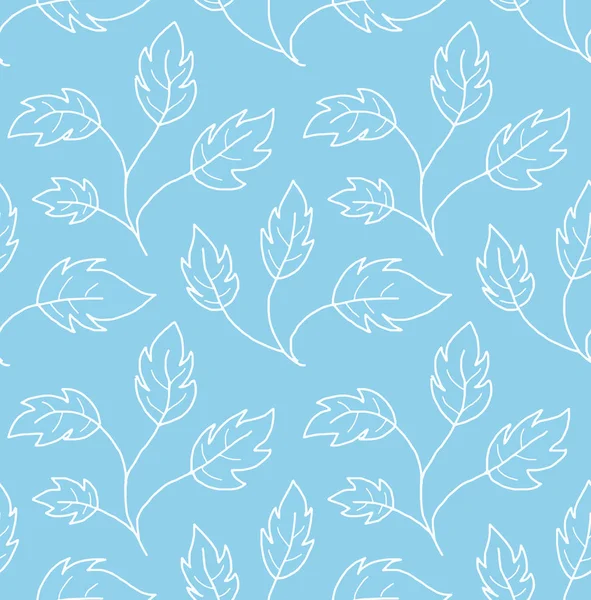 Ett mönster av en gren av bladen på blå — Stock vektor