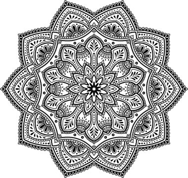 Mandala desen siyah ve beyaz