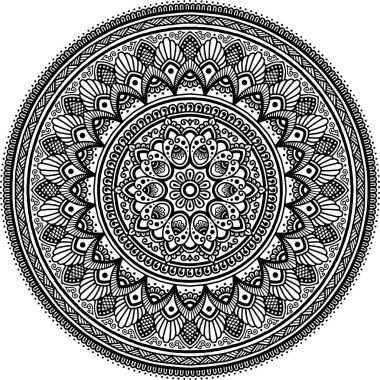 Mandala desen siyah ve beyaz
