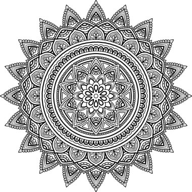 Mandala desen siyah ve beyaz