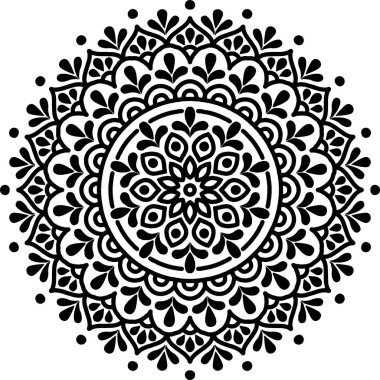 Mandala desen siyah ve beyaz