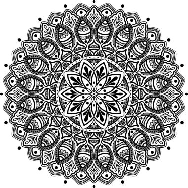 Mandala desen siyah ve beyaz