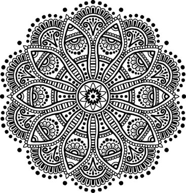 Mandala desen siyah ve beyaz