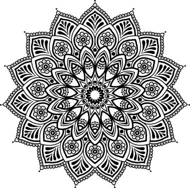 Mandala desen siyah ve beyaz
