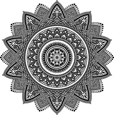 Mandala desen siyah ve beyaz