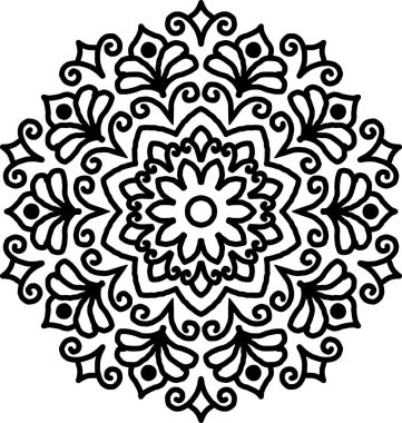 Mandala desen siyah ve beyaz