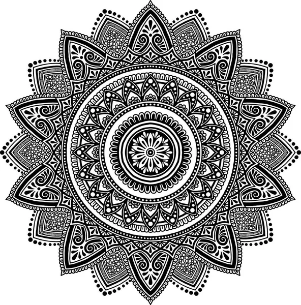 Mandala desen siyah ve beyaz — Stok Vektör