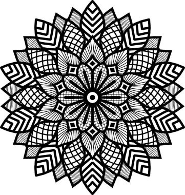 Mandala desen siyah ve beyaz