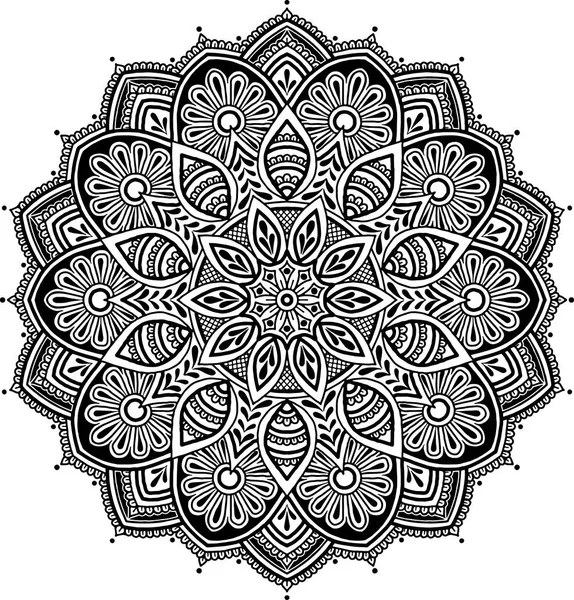 Mandala minta fekete-fehér — Stock Vector