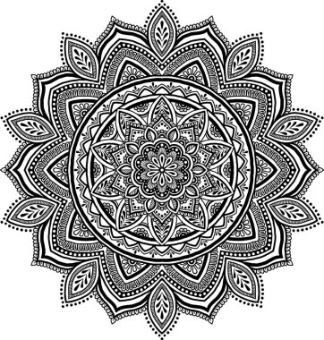 Mandala desen siyah ve beyaz