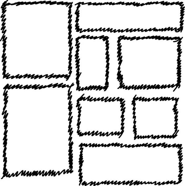 组的矩形框架涂鸦 — 图库矢量图片