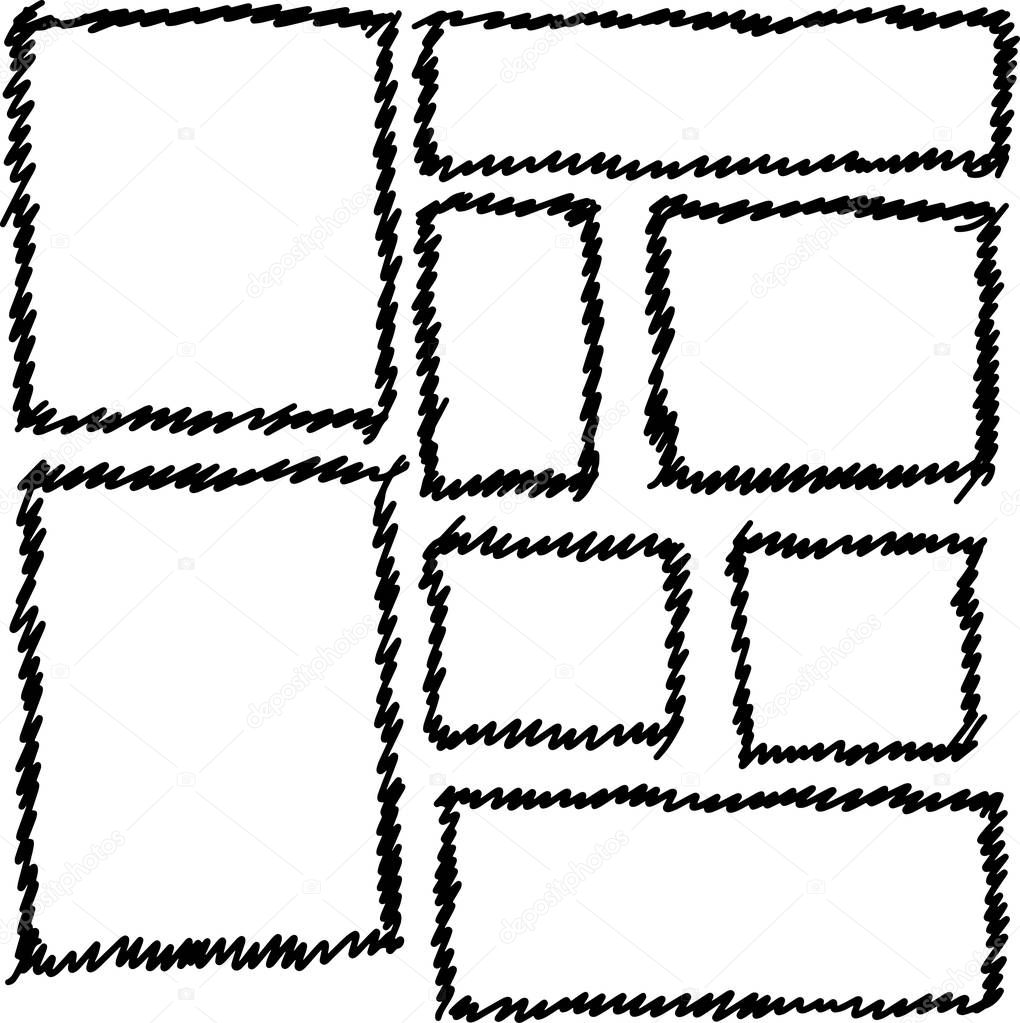 Set of rectangular frames doodles