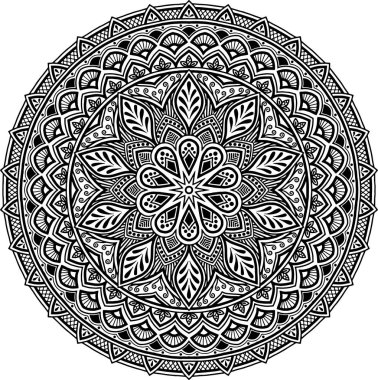 Mandala desen siyah ve beyaz